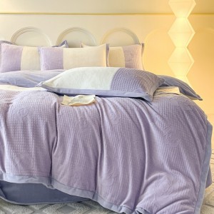 Household milk velvet light luxury wide-edge embroidery four-piece set