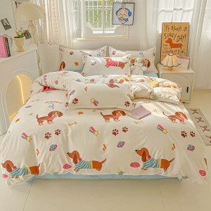 Skin-friendly aloe vera cotton polyester active printing four-piece set