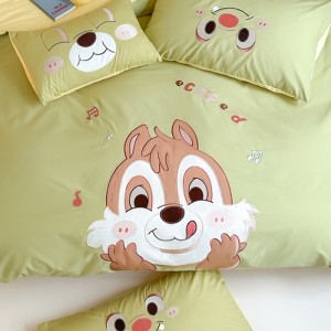Cartoon small fresh pure cotton pure cotton washed cotton cartoon patch embroidery four-piece suit