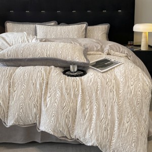 Light luxury style rabbit fur lace carved velvet milk velvet four-piece set