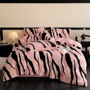 New high-end luxury fur velvet rabbit hair milk velvet printed four-piece suit