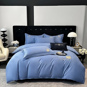 Exquisite pure cotton jet embroidery light luxury four-piece suit