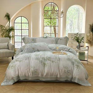 Multi flower pink green Lanjing Tencel minimalist and fashionable high-end digital printing four piece set