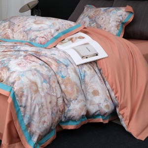 High-end floral elegant satin digital print four-piece set for home use
