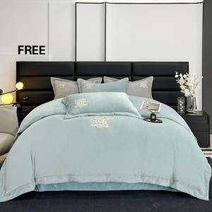 260g thickened full-process matte warm lace embroidery milk velvet four-piece set