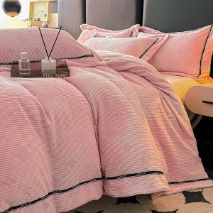 New high-weight milk velvet pressed line carved four-piece set