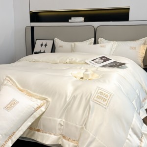 Category A washed silk Tencel embroidered wide-edge four-piece set