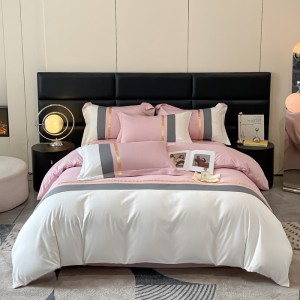 Home skin-friendly cotton solid color double-piece light luxury Nordic four-piece suit