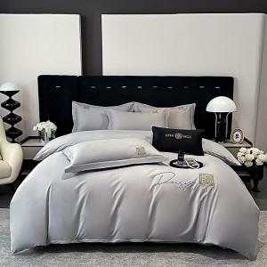 Exquisite pure cotton jet embroidery light luxury four-piece suit