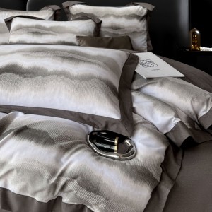 2025 new style cotton wide-edge sanded four-piece duvet cover bed sheets bedding set