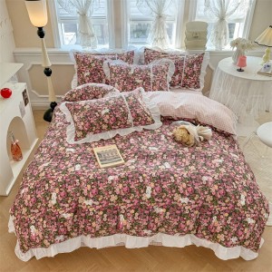 40s romantic twill cotton edge home four-piece set