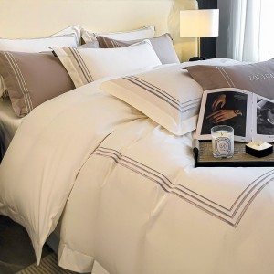 Pure cotton thickened brushed four-piece set pure cotton hotel style bed sheet embroidered bedding