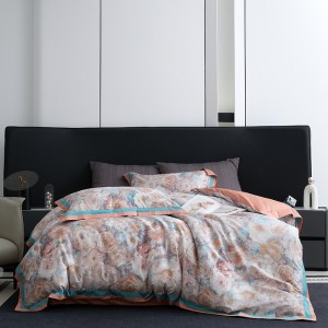 High-end floral elegant satin digital print four-piece set for home use