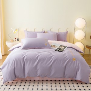Pure cotton 40-count embroidery pure color four-piece set