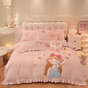 New high-end applique embroidered sweetheart princess milk velvet four-piece set
