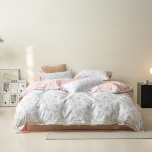 New double-layer gauze crinkled cotton trim Korean-style four-piece set