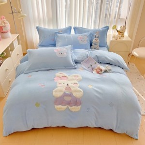 Exquisite new full matte applique embroidery polyester four-piece set