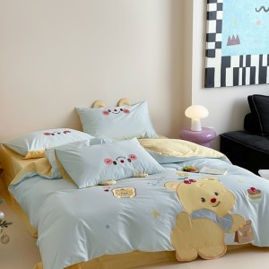 Delicate skin-friendly children’s long-staple cotton applique embroidery four-piece set