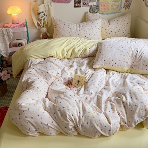 Exquisite and delicate skin-friendly ultra-soft printed washed cotton four-piece set