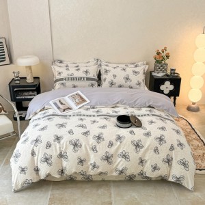 Exquisite printed 100% cotton eco-brushed four-piece set