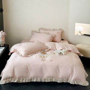 All-cotton A-class Korean double-layer yarn lace applique embroidery four-piece set