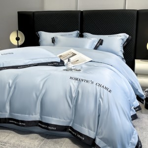 Category A digital wide-edge embroidered washed silk Tencel four-piece set