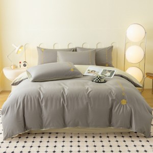 Pure cotton 40-count embroidery pure color four-piece set