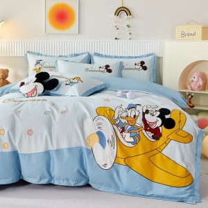 Double-strand long-staple cotton cartoon applique embroidery four-piece set