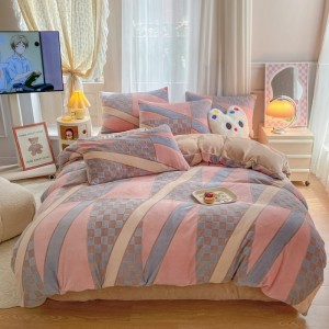 New milk velvet 4D color printing carved four-piece set