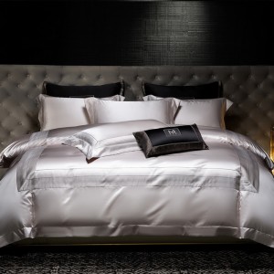 New Style Gray High-end Silk Satin Long-staple Cotton Jacquard Series Four-piece Bedding Set