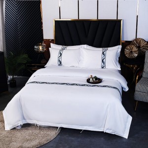 Star hotel guesthouse homestay webbing  striped brushed  pure white three-piece set four-piece set