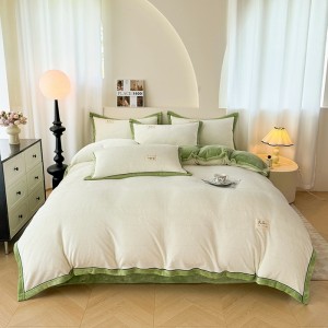 New high-weight solid-color milk velvet wide-brimmed crafted four-piece set