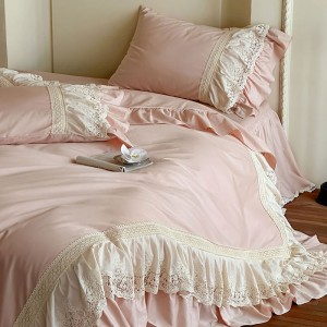 French hollow lace pure cotton four-piece set