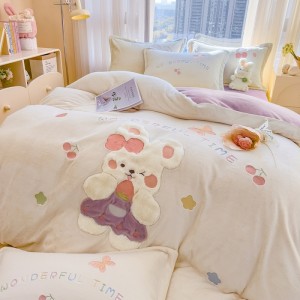 Exquisite new full matte applique embroidery polyester four-piece set