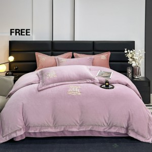 260g thickened full-process matte warm lace embroidery milk velvet four-piece set