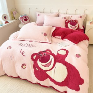 Gorgeous milk fleece plush applique embroidery four-piece warming set