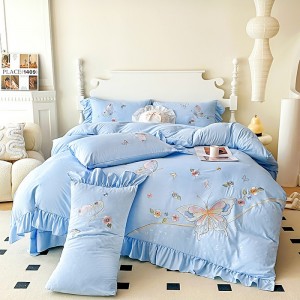 Chiffon cotton French applique heavy embroidery four-piece suit