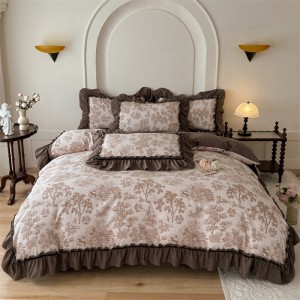 New autumn/winter retro high-end jacquard washed linen, linen, and cotton four-piece set