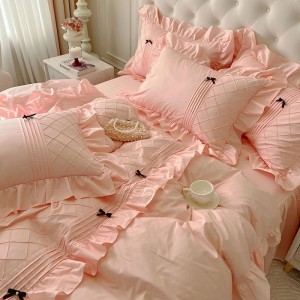 Korean Style Cotton Waffle Bow Four-Piece Set