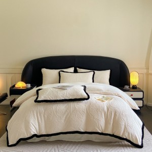 Rabbit fur lace carved velvet milk velvet four-piece set