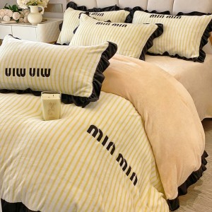 Milk velvet stripes ins style Korean black lace princess style four-piece suit