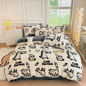 New milk velvet printed multi-color four-piece set
