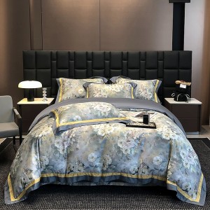 Elegant Lenzing Tencel Cotton Digital Print Wide-Brim Four-Piece Set