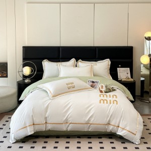 Atmospheric skin-friendly cotton ribbon embroidery light luxury four-piece suit