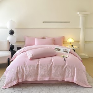 High-grade pure cotton long-staple cotton light luxury solid color heavy embroidery flower four-piece set