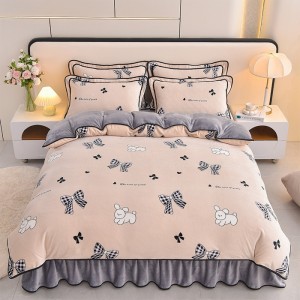 High Weight 8-9kg Printed Milk Fleece Four-Piece Set