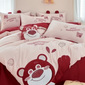 Double-strand long-staple cotton cartoon applique embroidery four-piece set
