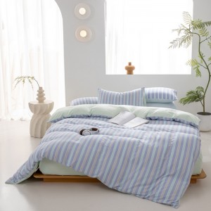 Stylish wide striped washed cotton four-piece set