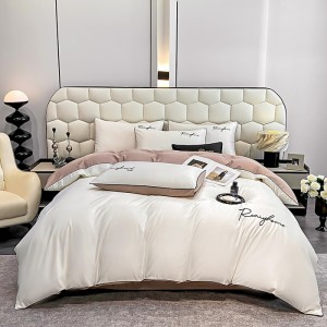 Washed silk time letter ice silk embroidered four-piece set
