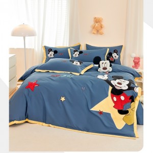 Double-strand long-staple cotton cartoon applique embroidery four-piece set